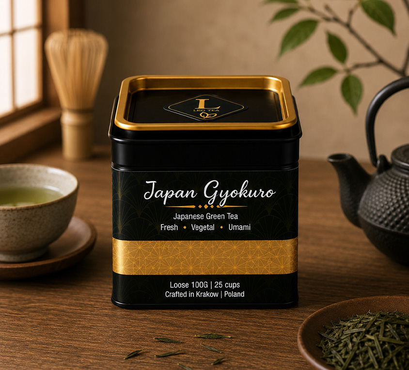 Japan Gyokuro Leo Tea w eleganckiej puszce